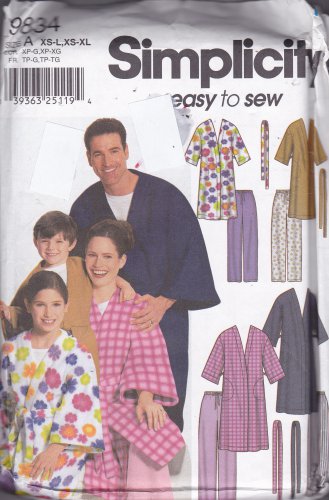 Simplicity 9834 Pattern Uncut Men Women Boys Girls Children Robe Pajama Pants