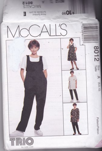 McCall's 8012 Pattern 6 8 10 Uncut Maternity Jumper Jumpsuit Top Pull On Pants