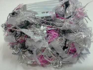 Ice Novelty Eyelash Paper Flag Yarn 50 grams Silver Pink Lilac