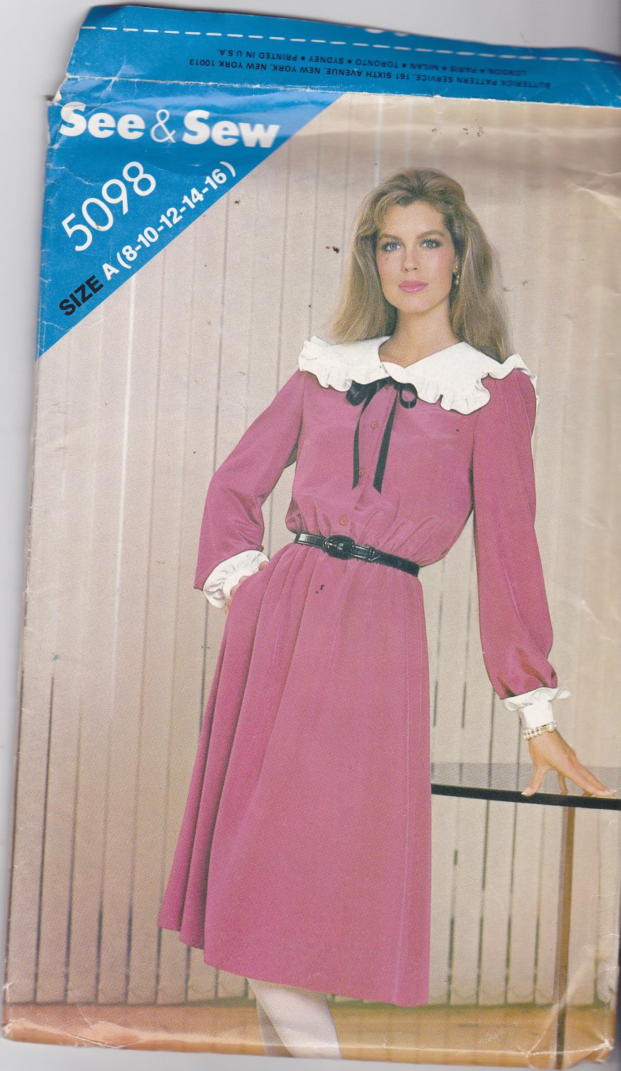 Butterick See & Sew 5098 Pattern Uncut 8 10 12 14 16 Horrible 1980s Dress Costume