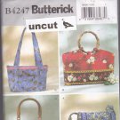 Butterick B 4247 Pattern Uncut Handbags for Pre-quilted or Non-Quilted Fabrics Contrast Bands