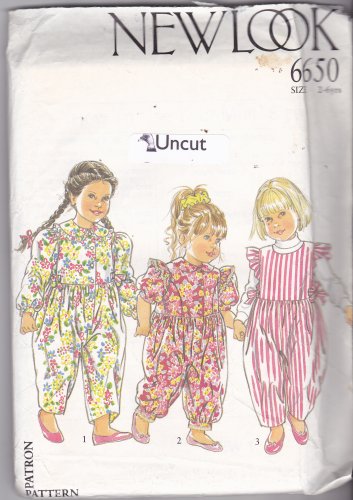 Simplicity New Look 6650 Pattern Uncut 2 3 4 5 6 Jumpsuit Girls Toddlers Ruffles