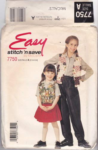McCall's Stitch N Save 7750 Pattern 2 3 4 5 6 Girls Uncut Vest Shirt Pants Skirt Easy