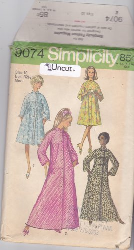 Simplicity 9074 Uncut 10 Button Front Robe Raglan Sleeves Stand Up Collar Vintage 1970s 70s