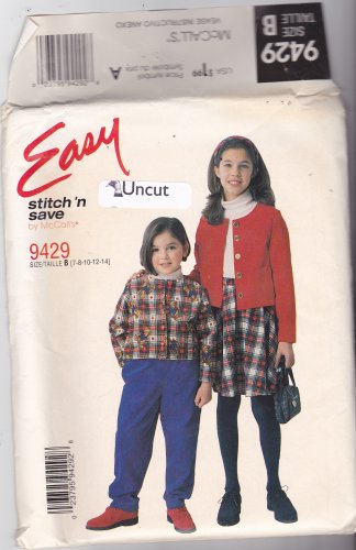 McCall's 9429 Uncut 7 8 10 12 14 Girls Jacket Pants Skirt Easy
