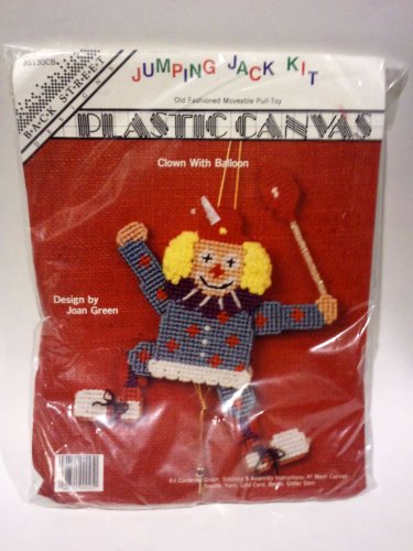 Clown with Balloon Jumping Jack Plastic Canvas Kit Joan Green BS130CB