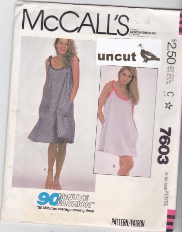 McCall 7603 Easy 90 Minute Dress Pattern Size 6 8 Beach Cover-Up uncut