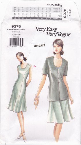Vogue 9276 Easy Pattern 12 14 16 Dress Jacket Uncut