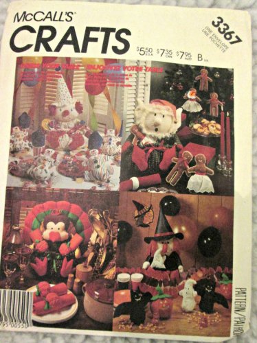 McCall 3367 Pattern Holiday Table Accessories Horrible Clown Elf Turkey Witch