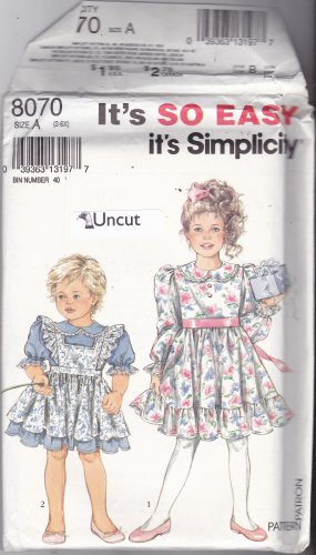 Simplicity 8070 Uncut 2 3 4 5 6 6x Toddlers Girls Dress Pinafore