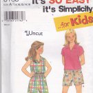 Simplicity 8183 Uncut Girls 7 8 10 12 14 16 Pullover Top Shirt Shorts Summer Play Clothes Easy