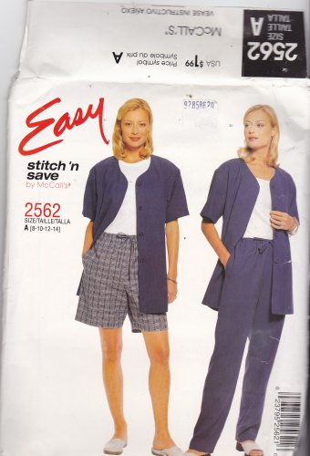 McCall's Stitch N Save 2562 Uncut 8 10 12 14 Short Sleeve Jacket Pants Shorts Easy