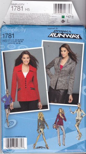Simplicity 1781 uncut 6 8 10 12 14 Jacket with Variations Project Runway