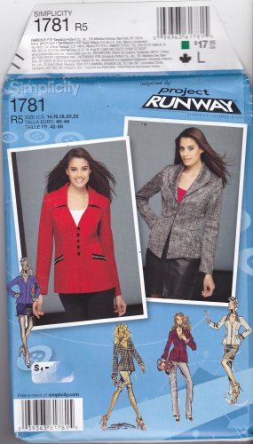Simplicity 1781 uncut 14 16 18 20 22 Plus Jacket with Variations Project Runway