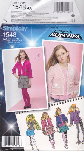 Simplicity 1548 Uncut Girls 8 10 12 14 16 Ruffle Hem Top Jacket Tiered Skirt Project Runway