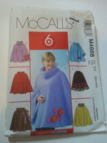 McCall 4668 Fabulous Fleece Ponchos Small Medium uncut