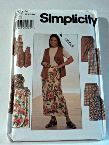 Simplicity 7614 Vest Wrap-Look Skirt Scooter/Shorts 18W 20W 22W 24W plus Uncut