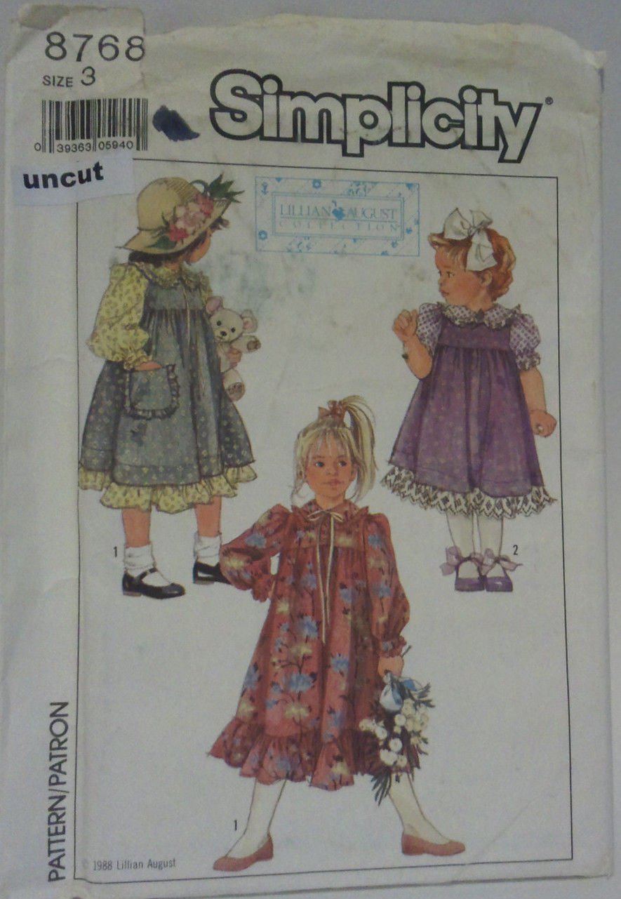 Simplicity 8768 Pattern Uncut Dress Jumper Lillian August Girls size 3