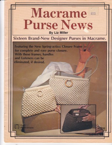 Vintage Macrame Purse News Pattern Book Liz Miller 7332 Plaid