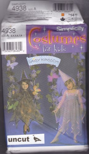 Simplicity 4938 Pattern Uncut Fairy Witch Dress Hat Daisy Kingdom 3-8 Halloween