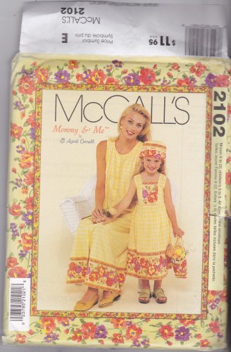 McCall 2102 Mommy & Me Dress Mother Daughter Adult Child Hat Bag