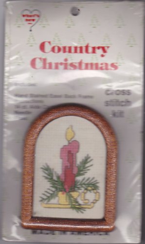 What's New Cross Stitch Ornament Kit Country Christmas Candle 2x3 inches