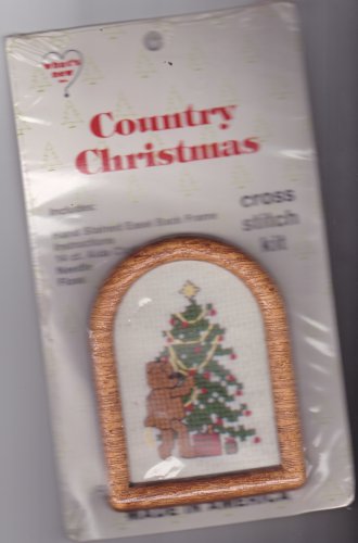 What's New Cross Stitch Ornament Kit Country Christmas Teddy W/ Tree 2x3 inches