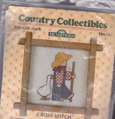 Country Collectibles Counted Cross Stitch Kit T8633 Boy with Duck