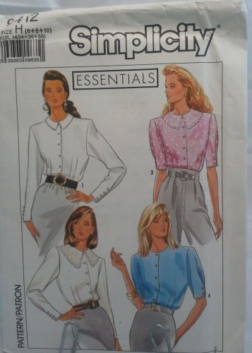Simplicity Essentials 9412 sewing blouse pattern size H (6 8 10) uncut