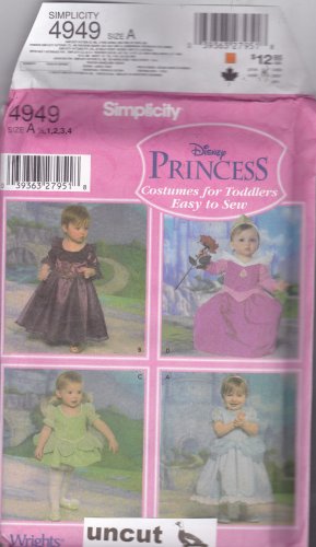 Simplicity 4949  Disney Princess Dress Costume Pattern 1/2 1 2 3 4 Uncut Easy
