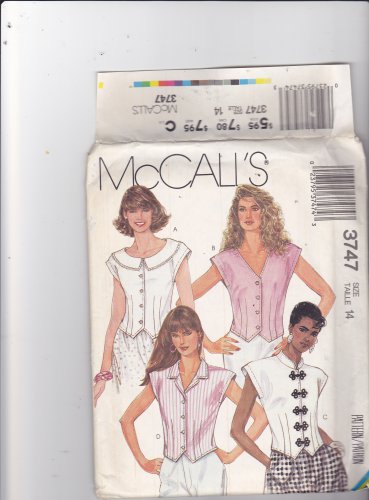 McCall's 3747 Pattern 14 Uncut Frog or Button Front Blouse Collar Variations