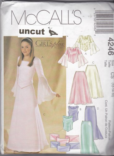 McCall 4246 Uncut 12 14 16 Girls Lined Tops Skirts Stole Tween Two Piece Dress