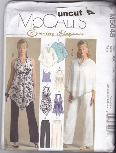 McCall's M5048 Uncut 6 8 10 12 Halter Tops Ponchos Pants Evening Elegance