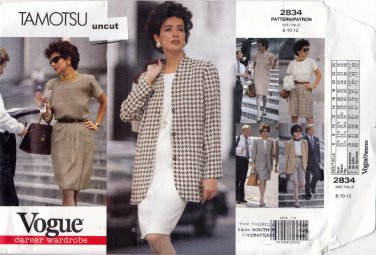Vogue 2834 Pattern 12 14 16 Tamotsu Easy Jacket Dress Top Skirt Shorts Uncut