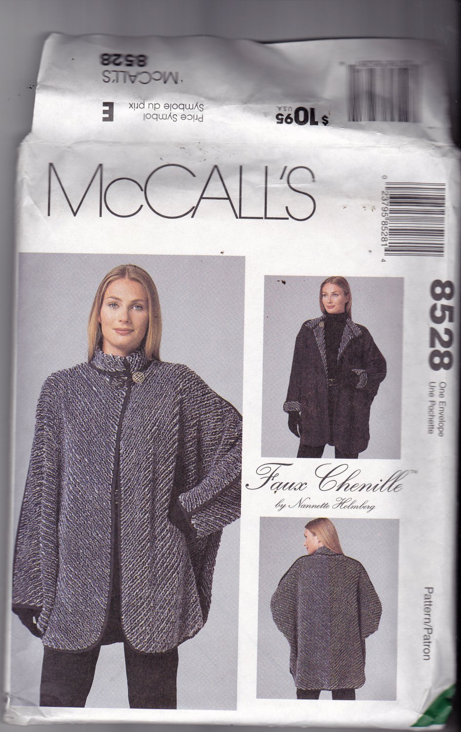 McCall's 8528 Uncut 6 8 10 12 14 16 18 20 22 24 Plus Uncut Faux Chenille Craft Jacket