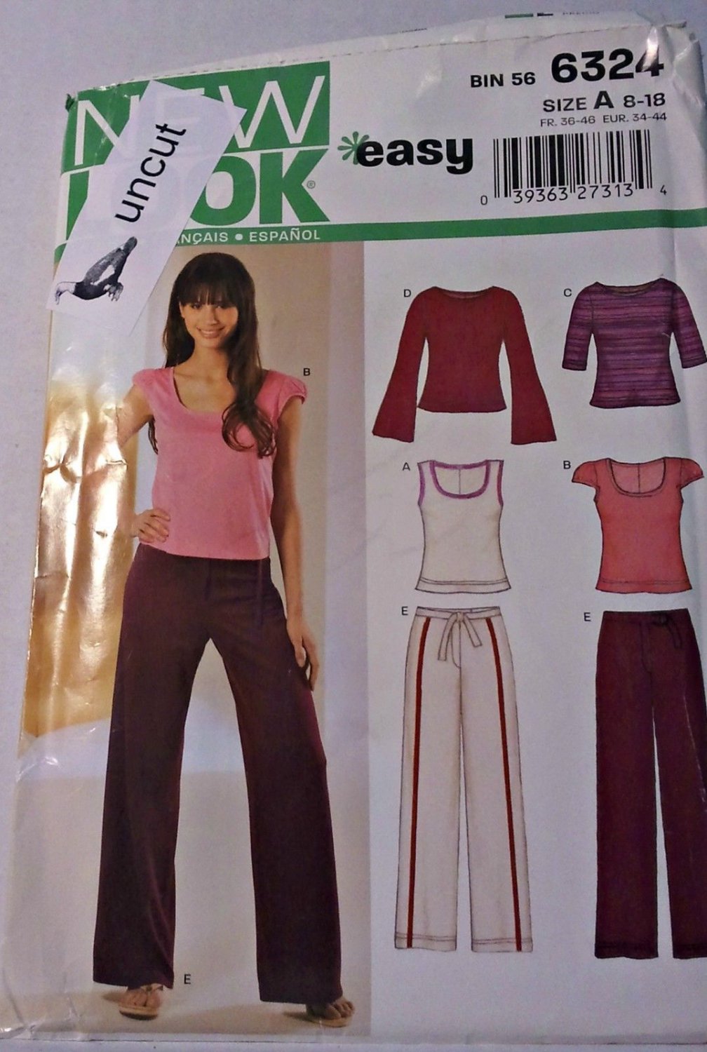 Simplicity New Look Pattern 6324 Pants Tops for Stretch Knits Uncut 8 10 12 14 16 18