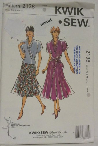 Kwik Sew 2138 Pattern Summer Draped Blouse Six Gore Skirt XS S M L XL Uncut