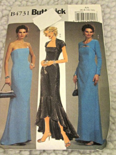 Butterick B4731 Boned Lined Dress Gown Lined Shrug Sewing Pattern AA 6 8 10 12