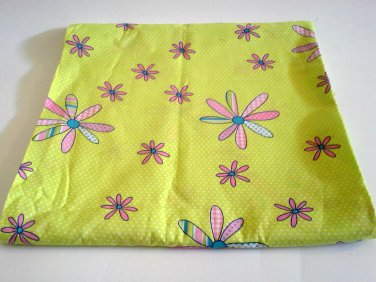 Springs Industries Fabric 3/4 y Lime Green Tiny Dots Bright Pink Flowers