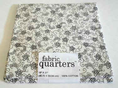 Joann Cotton Quilting Fabric FQ 1/4 yard White with Black Calico