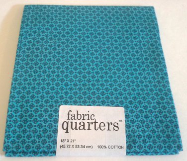 Joann Cotton Quilting Fabric FQ 1/4 yard Aqua Blue Calico