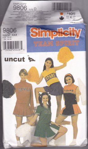 Simplicity 9806 Pattern Uncut Cheerleader Costume Outfit Uniform Skirt 4 6 8
