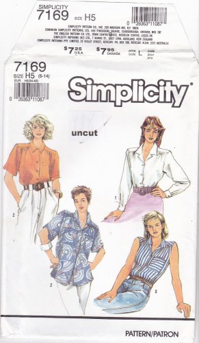 Simplicity Pattern 7169 size 6 8 10 12 14 Button Front Shirt Uncut