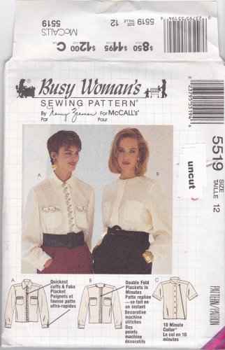 McCall 5519 Pattern 12 Loose Fitting Blouse Nancy Zieman Busy Woman's Fast Uncut