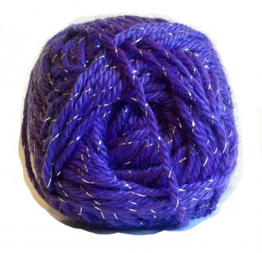 Acrylic Sparkle Yarn Purple 1.75 oz 50g 90 yd 82 m Worsted Weight 4