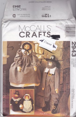 McCall 2943 Pattern Uncut Faye Wine Pilgrim Decorative Dolls Crafts Thanksgiving