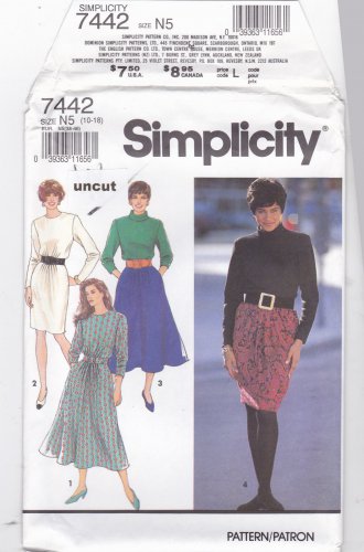 Simplicity Pattern 7442 uncut 10 12 14 16 18 Slim and Full Dress