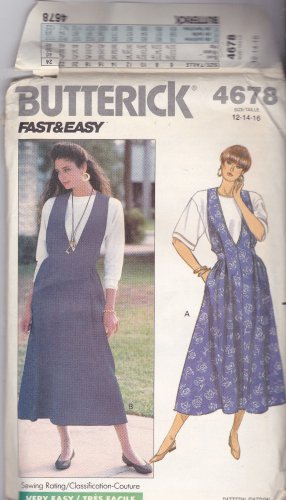 Butterick B4678 Pattern Very Easy Jumper and Top 12 14 16 Uncut