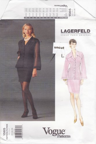 Vogue 1565 Pattern 12 14 16 Advanced Top Skirt Beautiful Tucks Lagerfeld Uncut