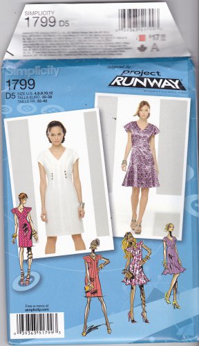 Simplicity 1799 Uncut 4 6 8 10 12 Fitted Dress Straight or Flared Project Runway